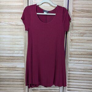 French Atmosphere Tunic/Dress Casual Burgundy Short Sleeve Size XL